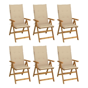 vidaXL Folding Patio Chairs 6 pcs with Cushions Solid Acacia Wood