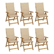 vidaXL Folding Patio Chairs 6 pcs with Cushions Solid Acacia Wood