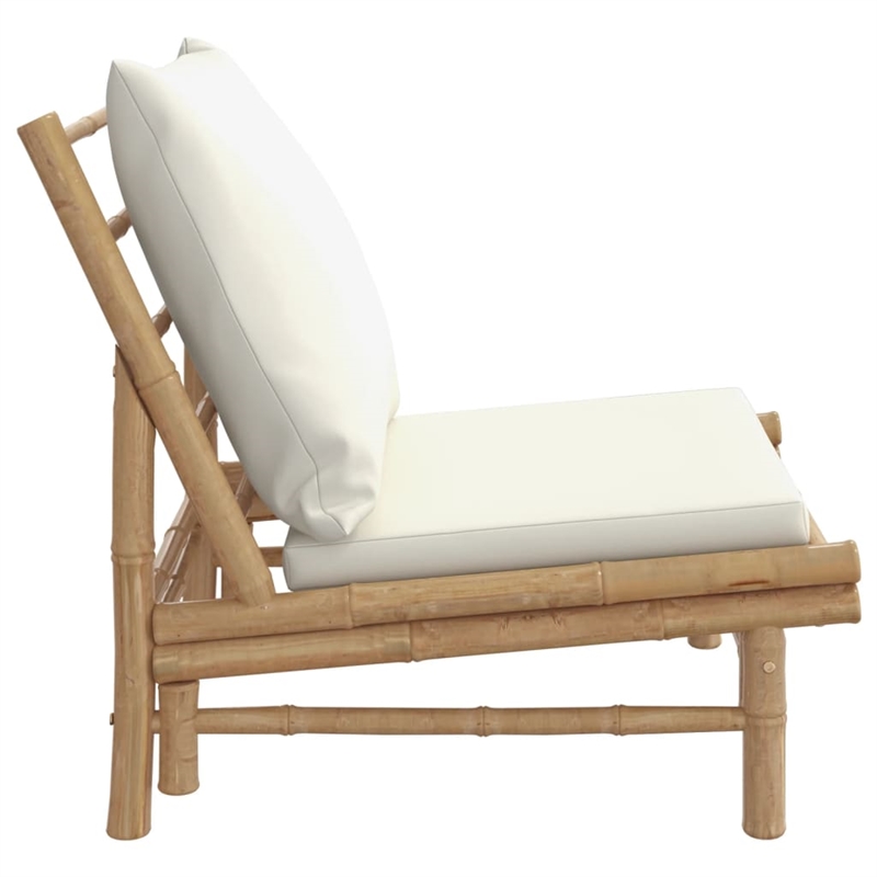 vidaXL Patio Chairs 2 pcs with Cream White Cushions Bamboo