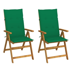 vidaXL Patio Reclining Chairs 2 pcs with Cushions Solid Acacia Wood