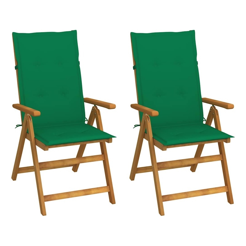 vidaXL Patio Reclining Chairs 2 pcs with Cushions Solid Acacia Wood