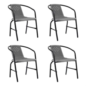 vidaXL Patio Chairs 4 pcs Plastic Rattan and Steel 242.5 lb