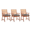 vidaXL Patio Dining Chairs 3 pcs with Cushions Solid Acacia Wood