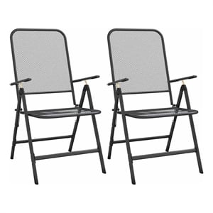 vidaXL Folding Patio Chairs 2 pcs Expanded Metal Mesh Anthracite