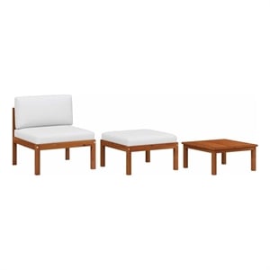 vidaXL 3 Piece Garden Lounge Set with Cushions Wood Acacia&Rope