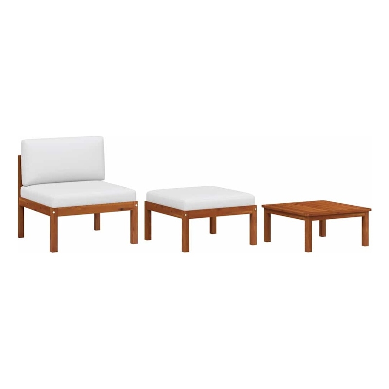 vidaXL 3 Piece Garden Lounge Set with Cushions Wood Acacia&Rope