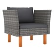 vidaXL Patio Sofa Poly Rattan and Solid Eucalyptus Wood