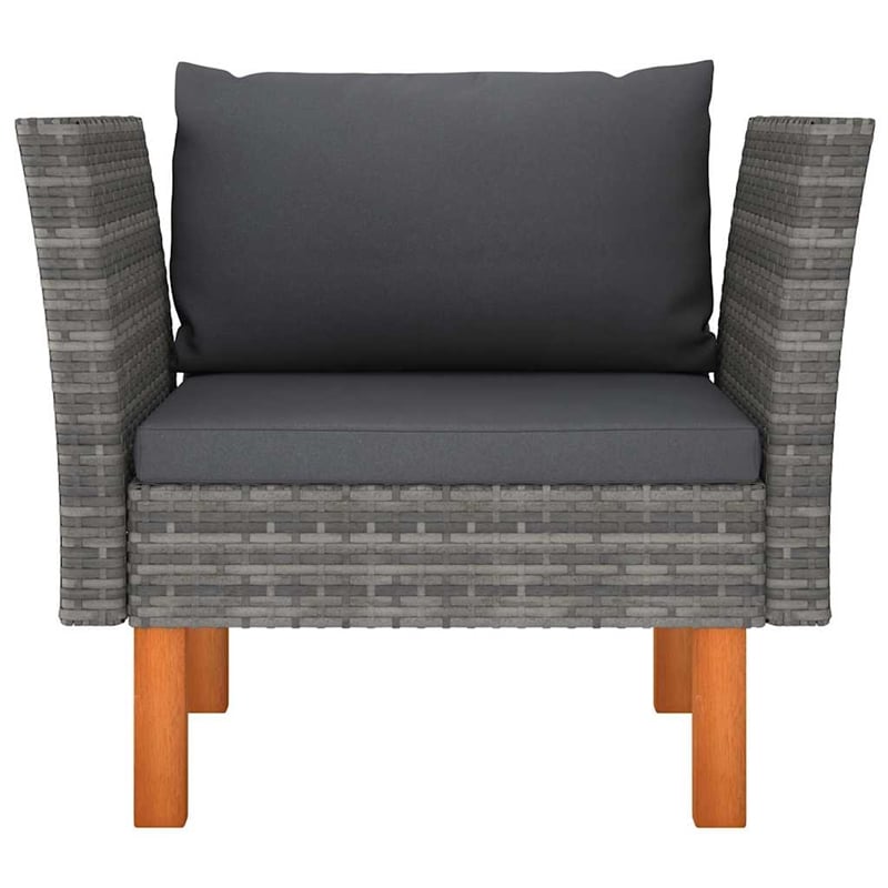 vidaXL Patio Sofa Poly Rattan and Solid Eucalyptus Wood