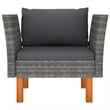 vidaXL Patio Sofa Poly Rattan and Solid Eucalyptus Wood