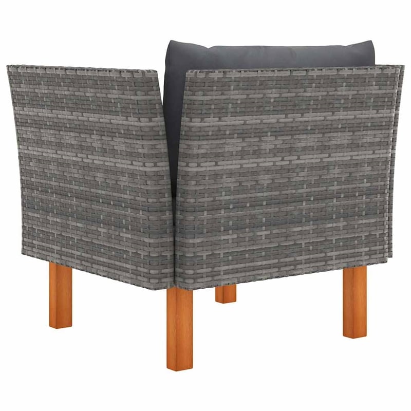 vidaXL Patio Sofa Poly Rattan and Solid Eucalyptus Wood