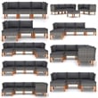 vidaXL Patio Sofa Poly Rattan and Solid Eucalyptus Wood