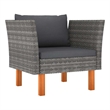 vidaXL Patio Sofa Poly Rattan and Solid Eucalyptus Wood