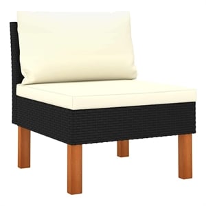 vidaXL Middle Sofa Poly Rattan and Solid Eucalyptus Wood
