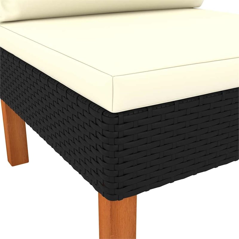 vidaXL Middle Sofa Poly Rattan and Solid Eucalyptus Wood