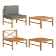vidaXL 2 Piece Patio Lounge Set with Dark Gray Cushions Teak Wood