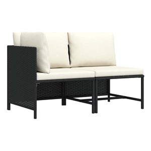 vidaXL 2 Piece Patio Sofa Set with Cushions Black Poly Rattan