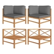 vidaXL Corner Sofas 2 pcs with Dark Gray Cushions Solid Teak Wood