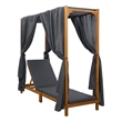 vidaXL Single Sun Lounger with Canopy and Curtains Solid Acacia Wood