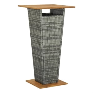 vidaXL Bar Table Gray 23.6&quotx23.6&quotx43.3&quot Poly Rattan and Solid Acacia Wood
