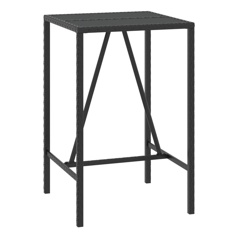 vidaXL Bar Table with Glass Top Black 27.6