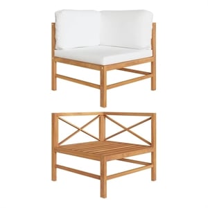 vidaXL Corner Sofa with Cream Cushions Solid Teak Wood