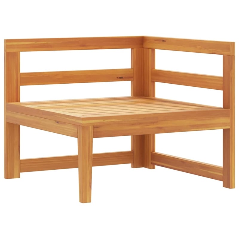 vidaXL Corner Sofa with Cream White Cushions Solid Acacia Wood