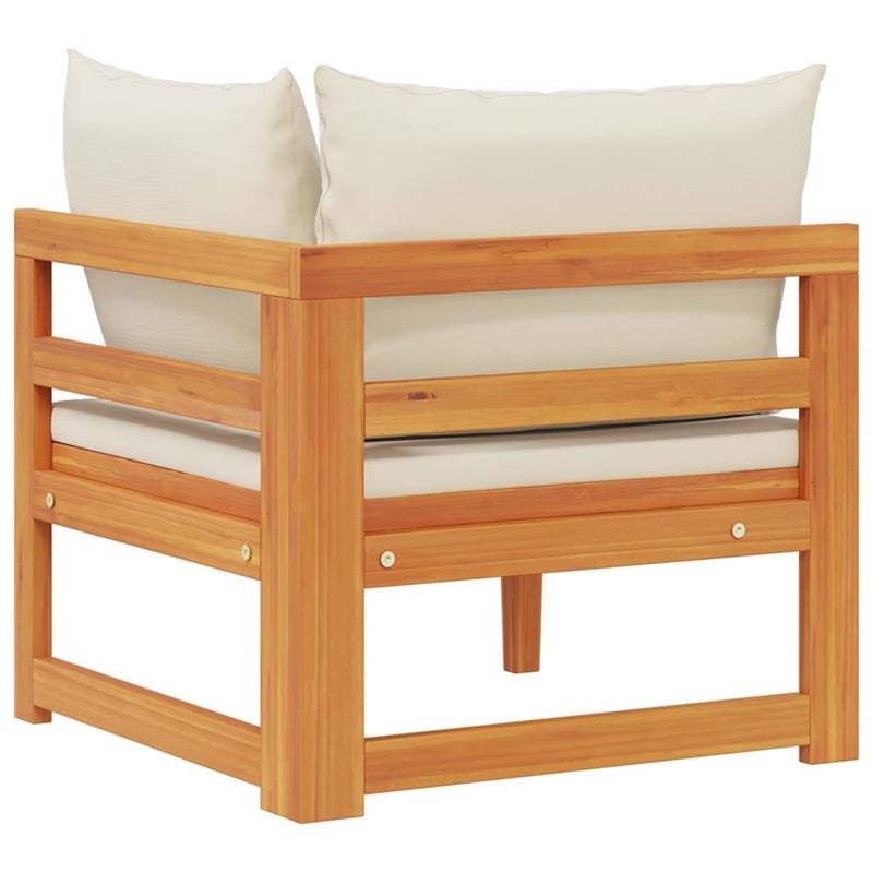 vidaXL Corner Sofa with Cream White Cushions Solid Acacia Wood