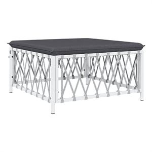 vidaXL Patio Footstool with Cushion White Woven Fabric