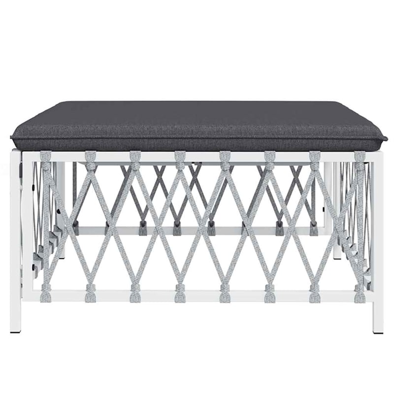vidaXL Patio Footstool with Cushion White Woven Fabric