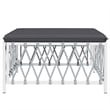vidaXL Patio Footstool with Cushion White Woven Fabric