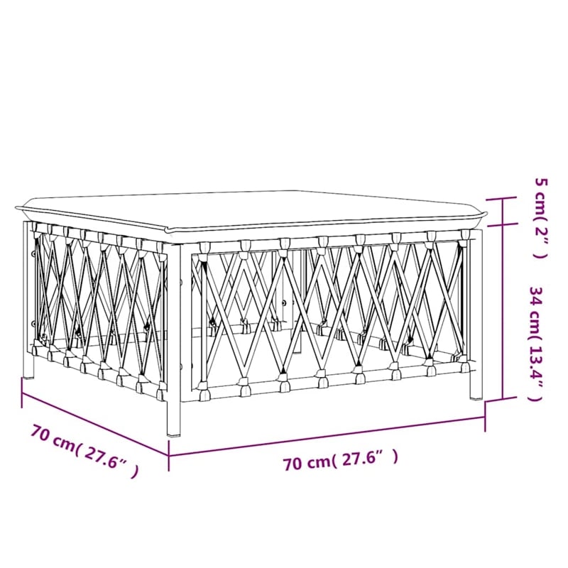 vidaXL Patio Footstool with Cushion White Woven Fabric