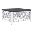 vidaXL Patio Footstool with Cushion White Woven Fabric