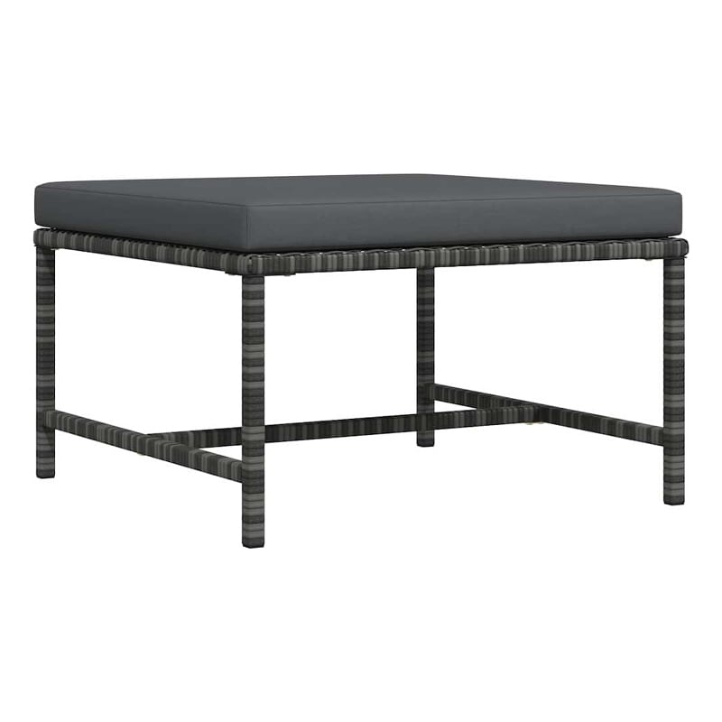 vidaXL Sectional Footrest with Cushion Gray Poly Rattan
