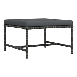 vidaXL Sectional Footrest with Cushion Gray Poly Rattan