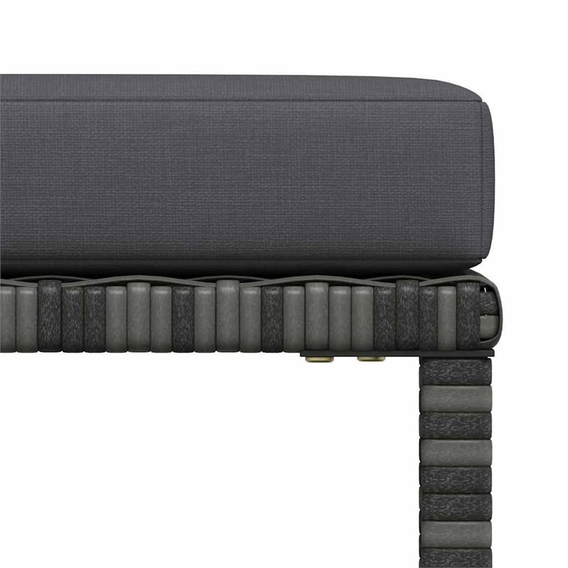 vidaXL Sectional Footrest with Cushion Gray Poly Rattan