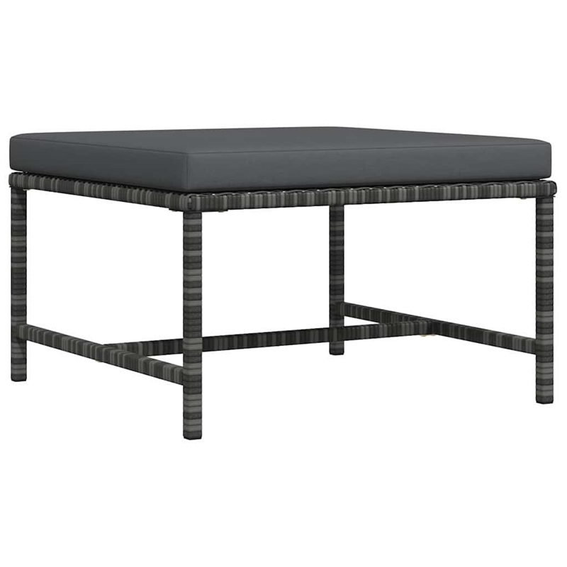 vidaXL Sectional Footrest with Cushion Gray Poly Rattan