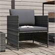 vidaXL Patio Sofa with Cushions Gray Poly Rattan