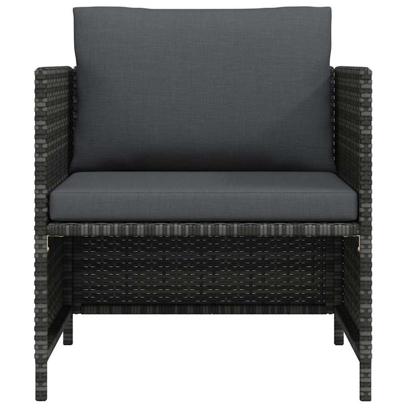 vidaXL Patio Sofa with Cushions Gray Poly Rattan