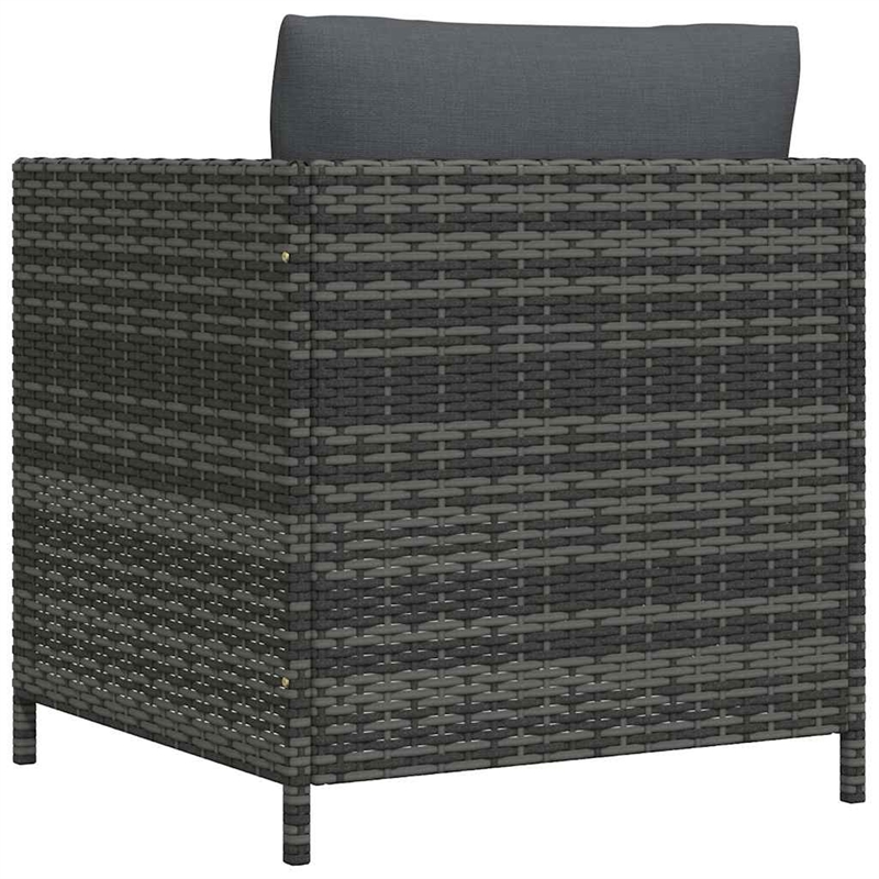 vidaXL Patio Sofa with Cushions Gray Poly Rattan