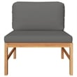 vidaXL Middle Sofa with Dark Gray Cushions Solid Teak Wood