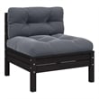 vidaXL Patio Middle Sofa with Cushions Black Solid Pinewood