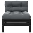 vidaXL Patio Middle Sofa with Cushions Black Solid Pinewood