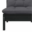 vidaXL Patio Middle Sofa with Cushions Black Solid Pinewood