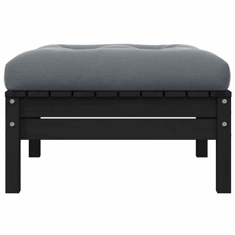 vidaXL 2-Seater Patio Sofa with Cushions Black Solid Pinewood