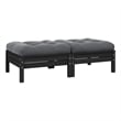 vidaXL 2-Seater Patio Sofa with Cushions Black Solid Pinewood