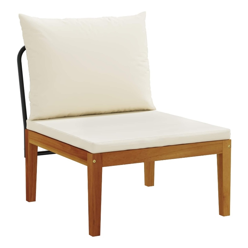vidaXL Garden Middle Sofa with Cushions Solid Acacia Wood & Rope