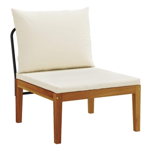 vidaXL Garden Middle Sofa with Cushions Solid Acacia Wood & Rope