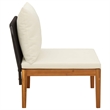 vidaXL Garden Middle Sofa with Cushions Solid Acacia Wood & Rope
