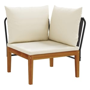 vidaXL Garden Corner Sofa with Cushions Solid Acacia Wood & Rope