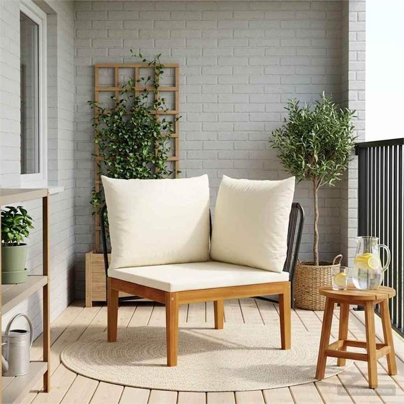 vidaXL Garden Corner Sofa with Cushions Solid Acacia Wood & Rope